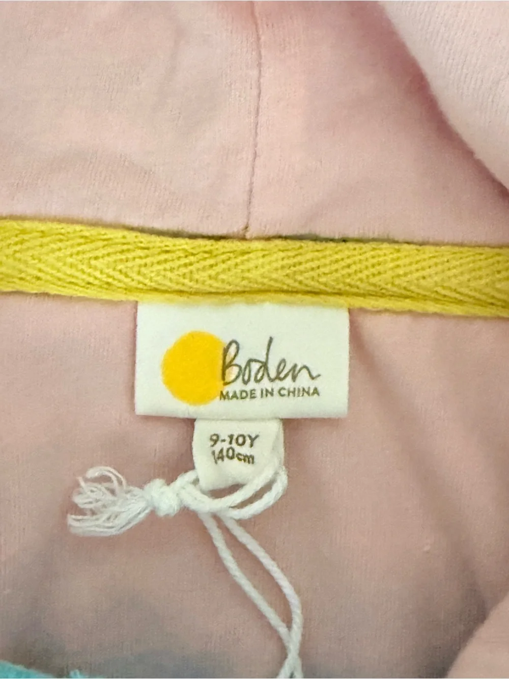 Mini Boden Aqua & White Striped Hooded Tunic with Animal Appliqués
